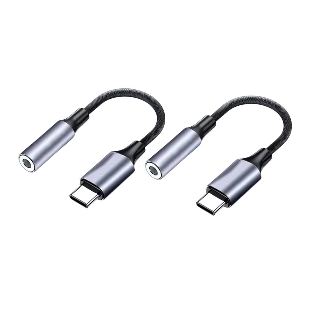 Alt View 1. Qixxronics - (2pcs) USB-C to 3.5mm Headphone Jack Adapter Compatible with Pixel 4/3/2 XL, Samsung Galaxy S21/S20/Note 20/10, iPad Pro - Gray.