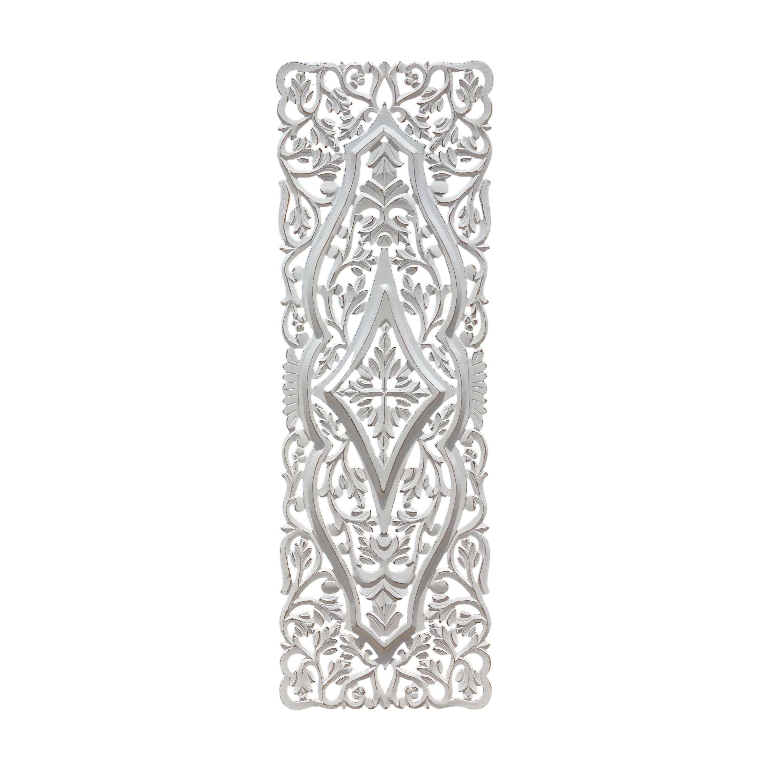 Alt View 1. Manhattan Lane - Ozy Carved Wall Art Panel Set of 2 | Handcrafted Ornate Decor | 16x48 - White.