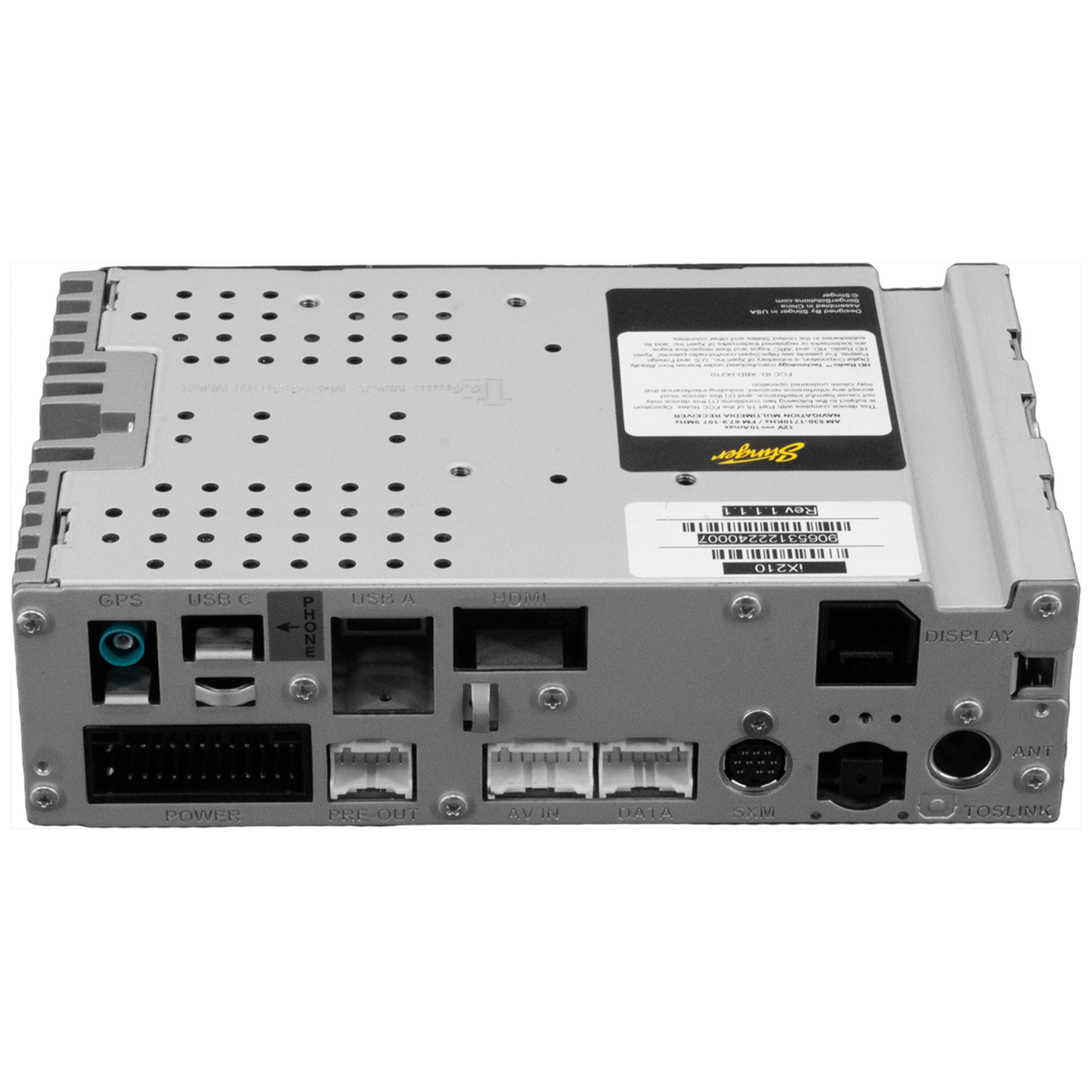 The text on the image reads: "Stargate GPS USB C PHONE USE A HDMI 1 EO 1 E L n II 12224000 O000 IN X210 G DISPLAY ANT POWER PRE-OUT AM 15 DATA SXM TOSLINE."