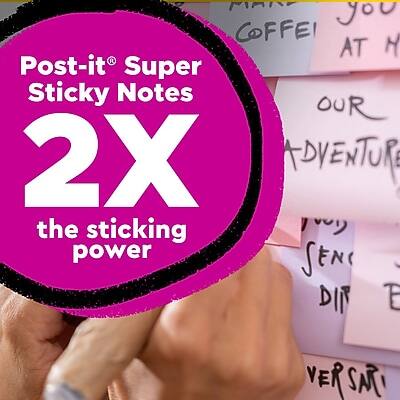 Post-it® Super Sticky Notes  
2X the sticking power  

MAN you COFFEE AT H  
OUR ADVENTURE  
SENSITIVE  
VERSATI