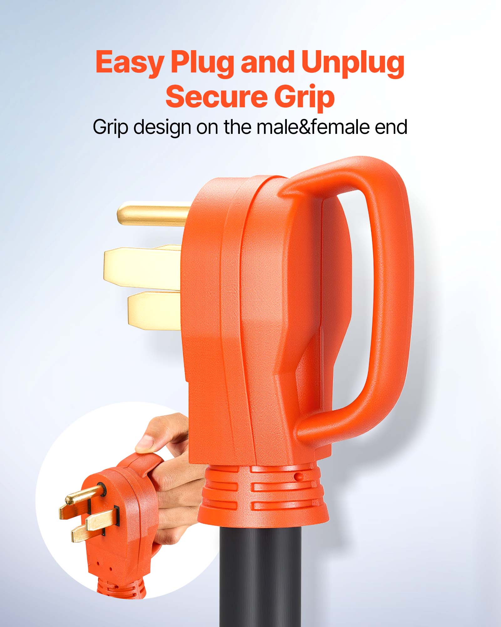 Easy Plug and Unplug
Grip design on the male&female end