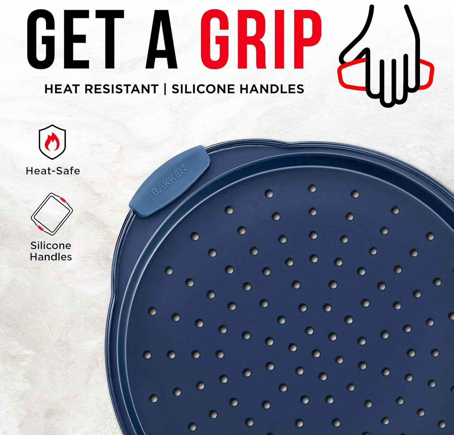 GET A GRIP, HEAT RESISTANT | SILICONE HANDLES, Heat-Safe, BAKKEN, Silicone Handles