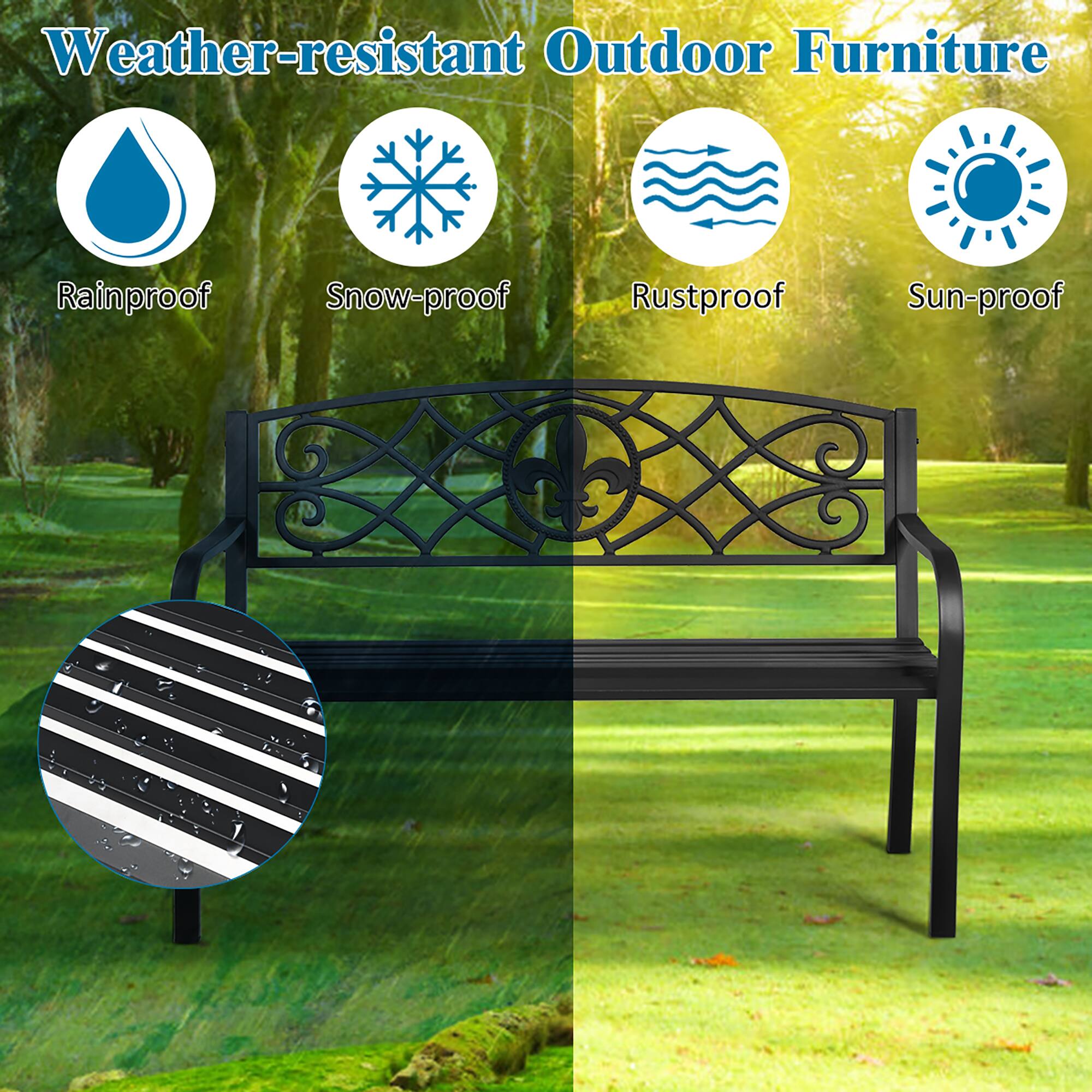 Weather-resistant Outdoor Furniture

- Rainproof
- Snow-proof
- Rustproof
- Sun-proof