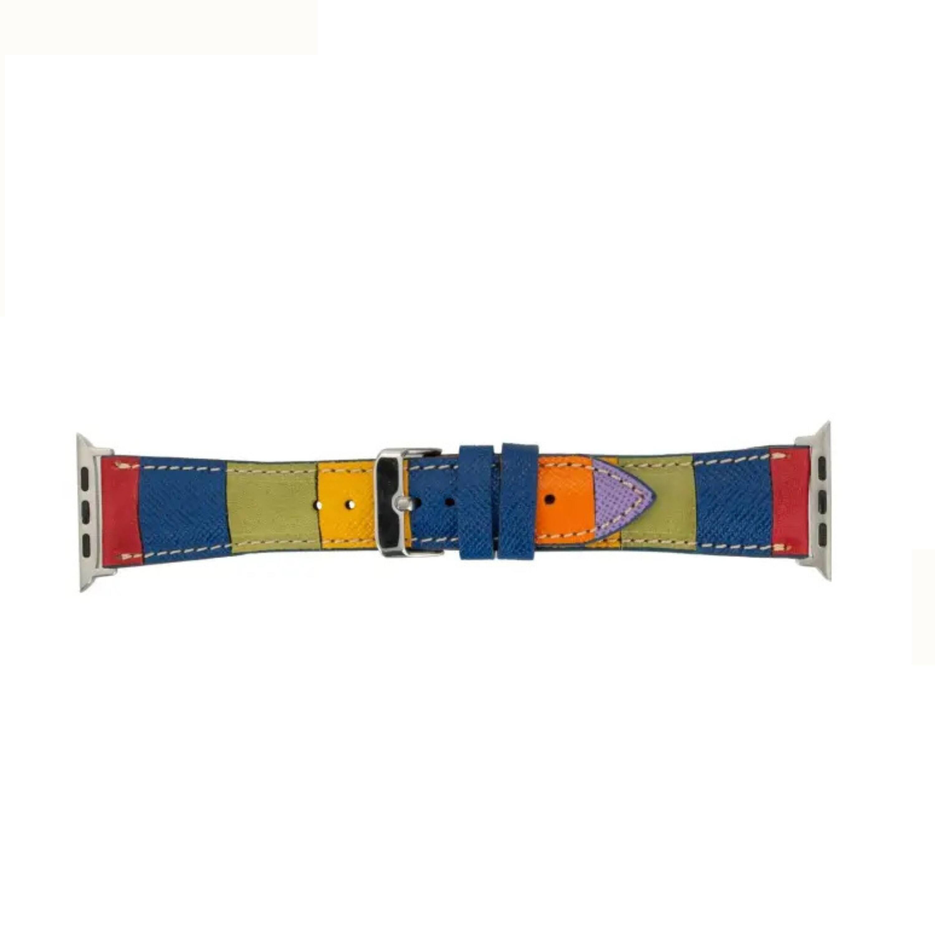 Back. Kitcheniva - Leather Watch Band Compatible With Apple Watch Ultra Series 8 7 And SE 38mm to 41mm Rainbow - Rainbow.