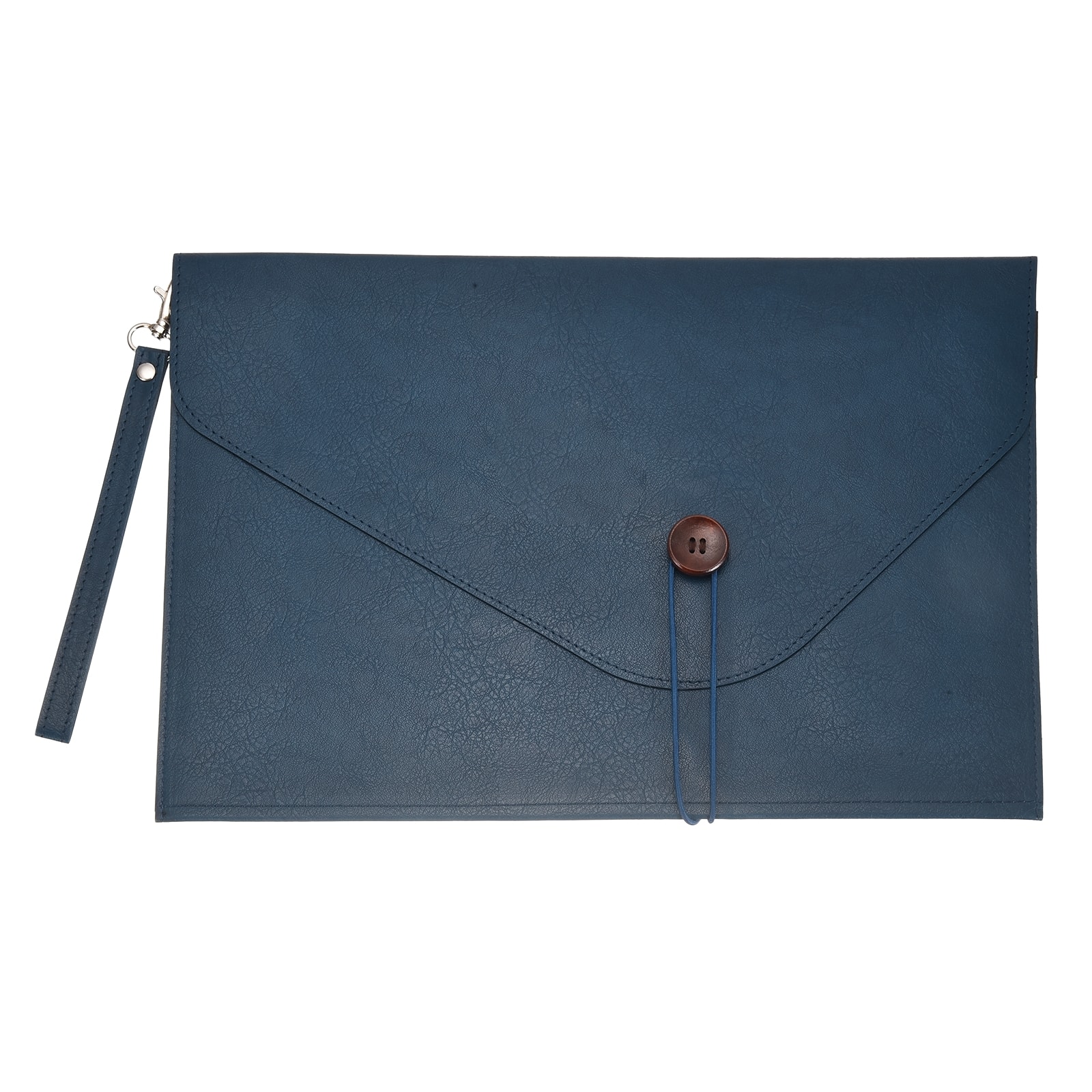 Unique Bargains - Leather Folder, 14x10" Leather Document Holder PU Pouch Bag Portfolio Organizer Waterproof for Travel Men - Blue
