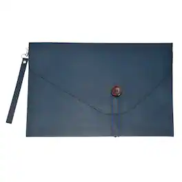 Unique Bargains - Leather Folder, 14x10" Leather Document Holder PU Pouch Bag Portfolio Organizer Waterproof for Travel Men - Blue