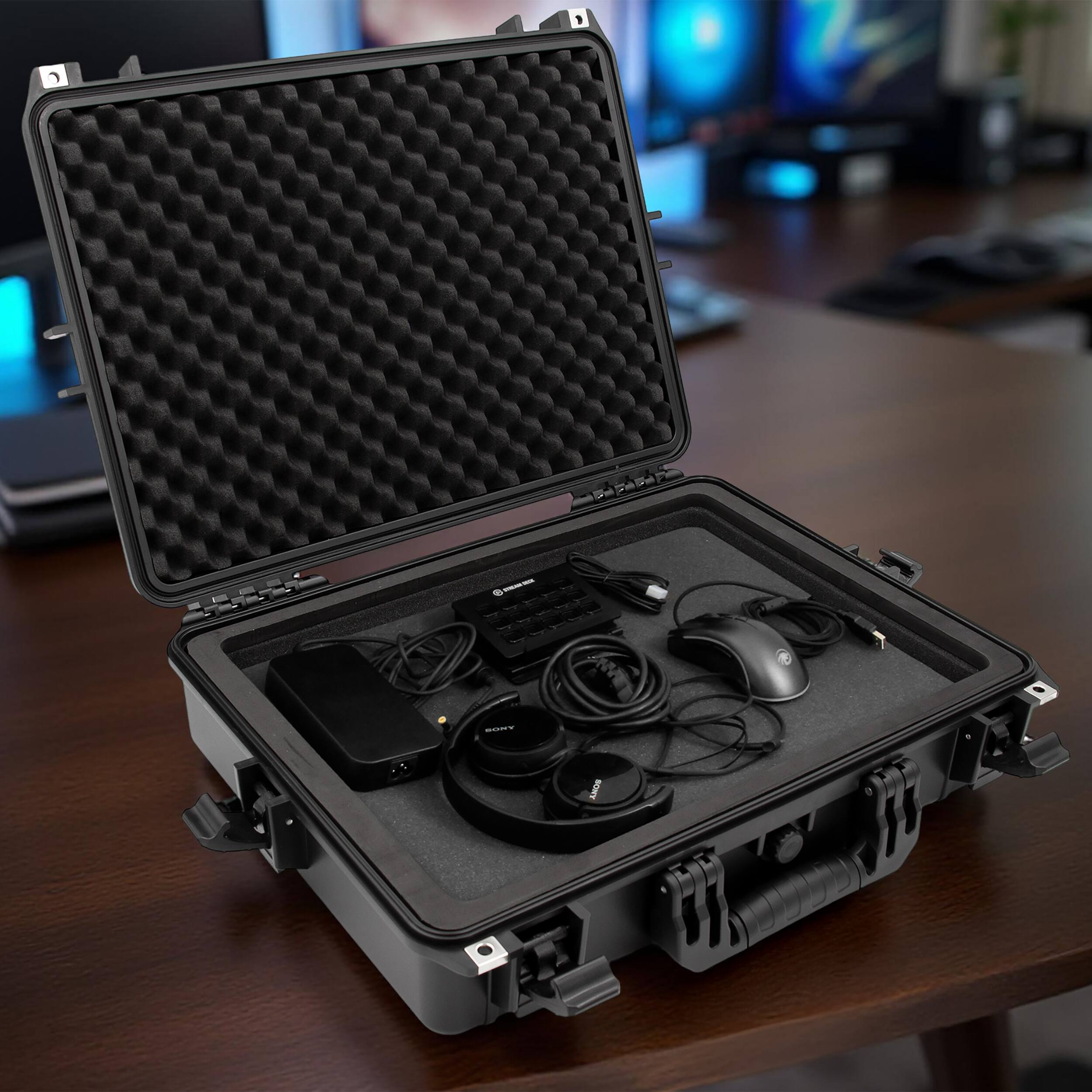 Alt View 4. CASEMATIX - Waterproof Hard Case for 15.6-17.3" Gaming Laptops Asus Rog MSI Alienware HP Omen Acer Predator Lenovo LOQ and More - Black.