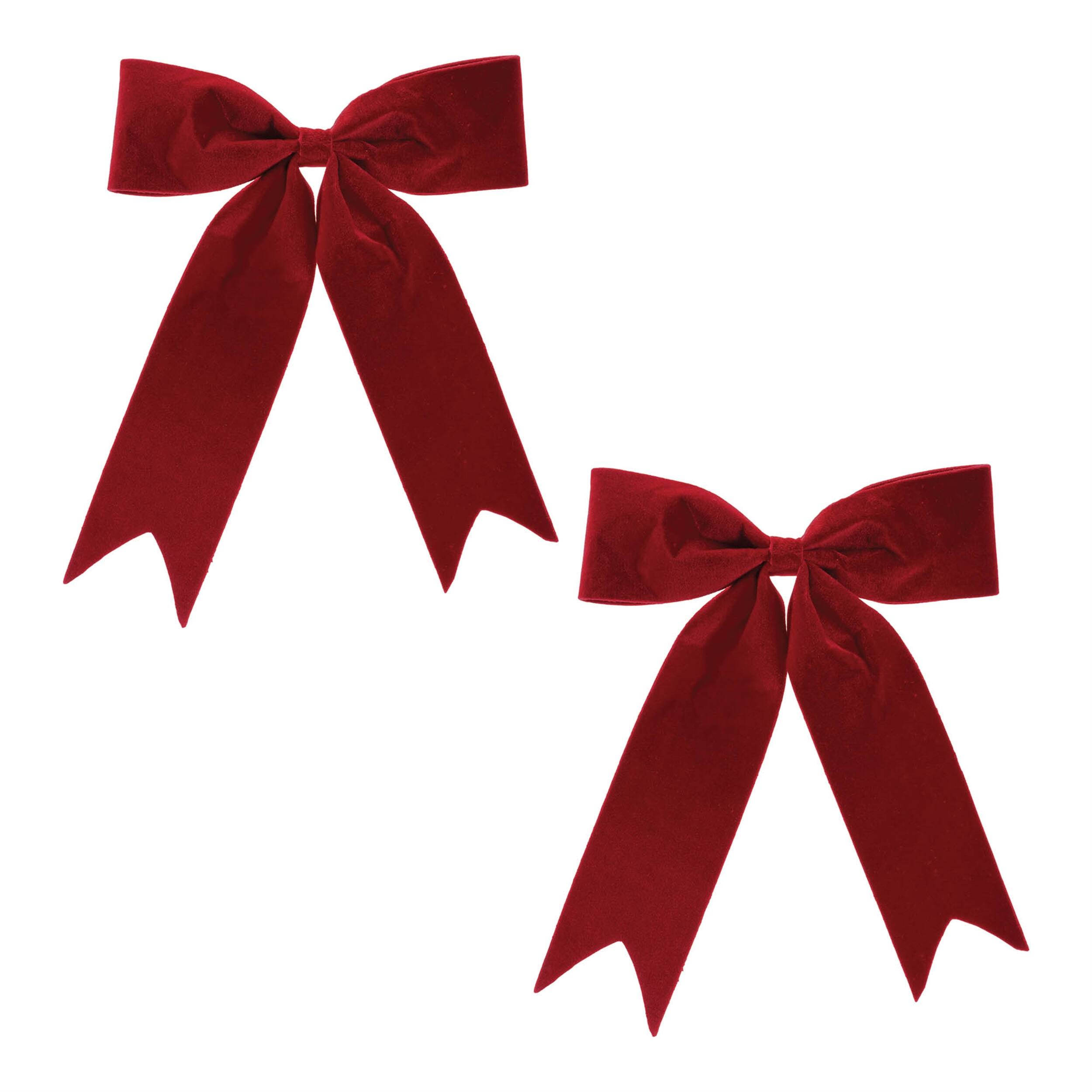 Angle. BreeBe - Red Holiday Bow (Set of 2) - Red.