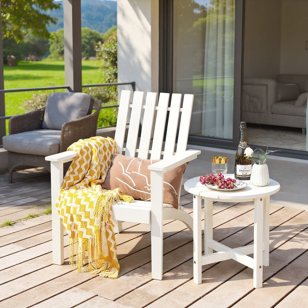 Kadyn - Patio Coffee Tables,Patio Tables,Set of 2 18 Inch Round Weather-Resistant Adirondack Side Tables - White