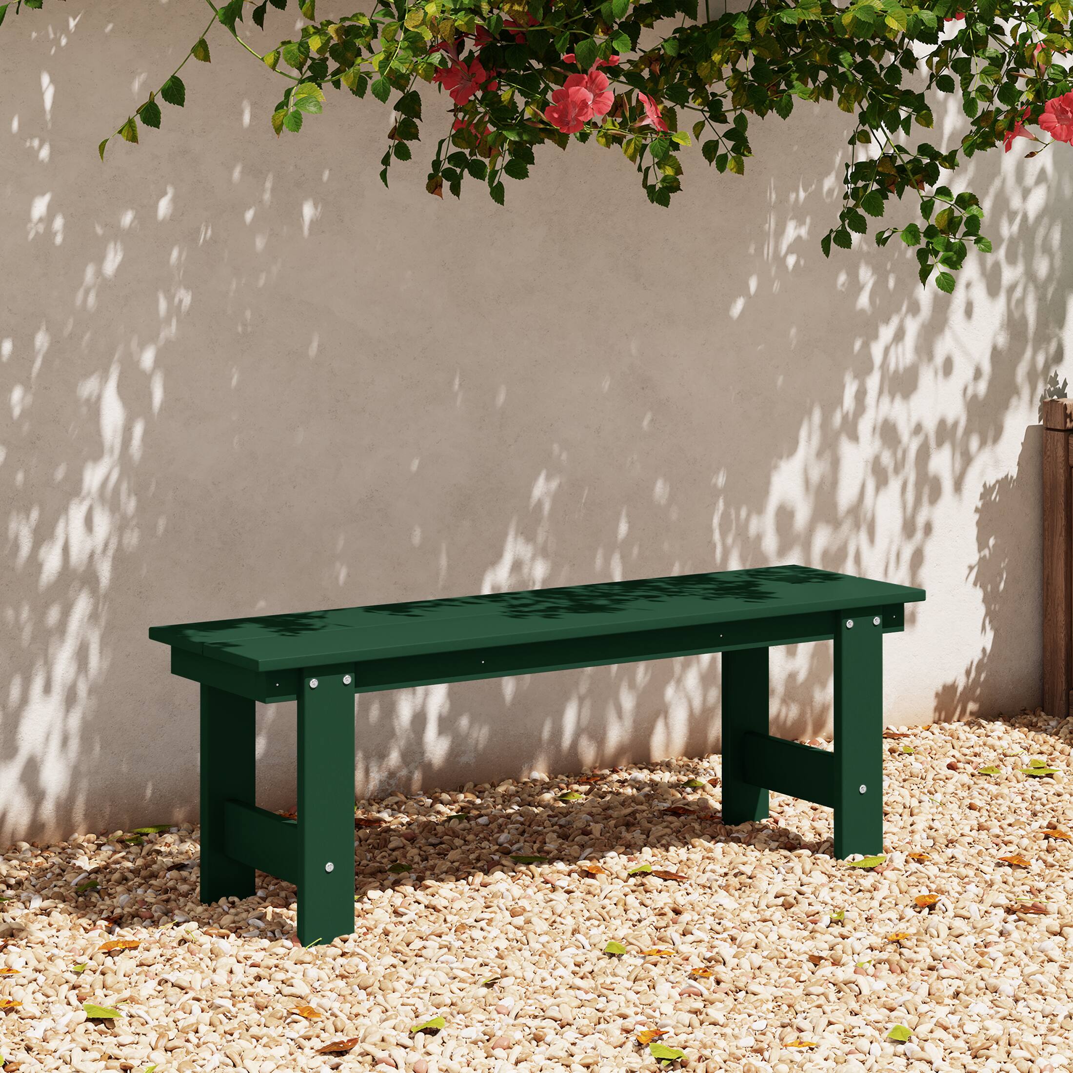 Angle. WestinTrends - WestinTrends Ashore Outdoor HDPE 48" Modern Backless Patio Bench - Dark Green.