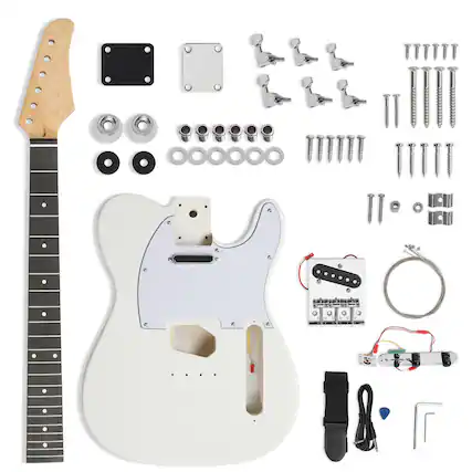 Front. Winado - DIY Guitar Kit with Solid Body, Tech Fingerboard and Maple Neck, 6 String DIY Electric Guitar Kit with Classic Design.