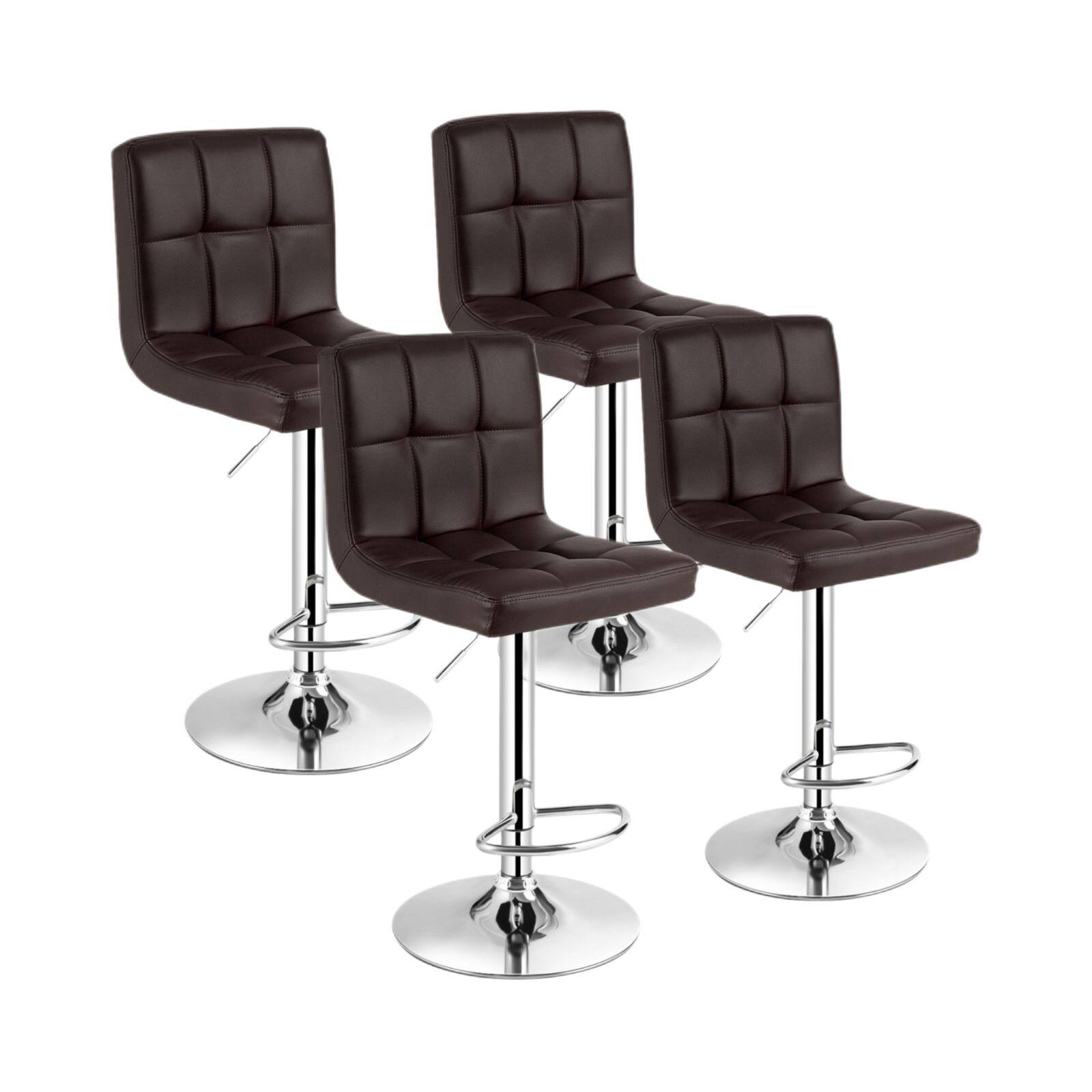 Alt View 9. Costway - Costway Set of 4 PU Leather Bar Stool Swivel Bar Chair w/ Adjustable Height - Brown.