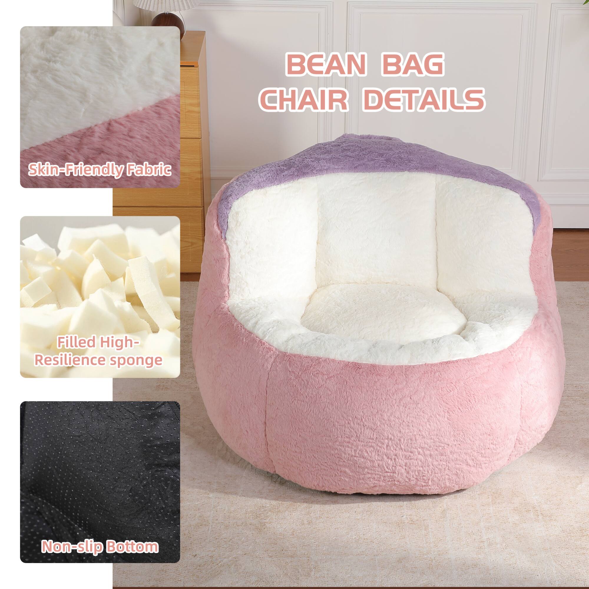 BEAN BAG CHAIR DETAILS

- Skin-Friendly Fabric
- Filled High-Resilience sponge
- Non-slip Bottom