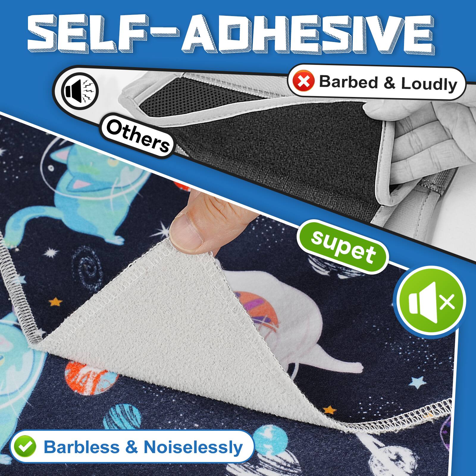 SELF-ADHESIVE

Others
Barbed & Loudly

supet
Barbless & Noiselessly
