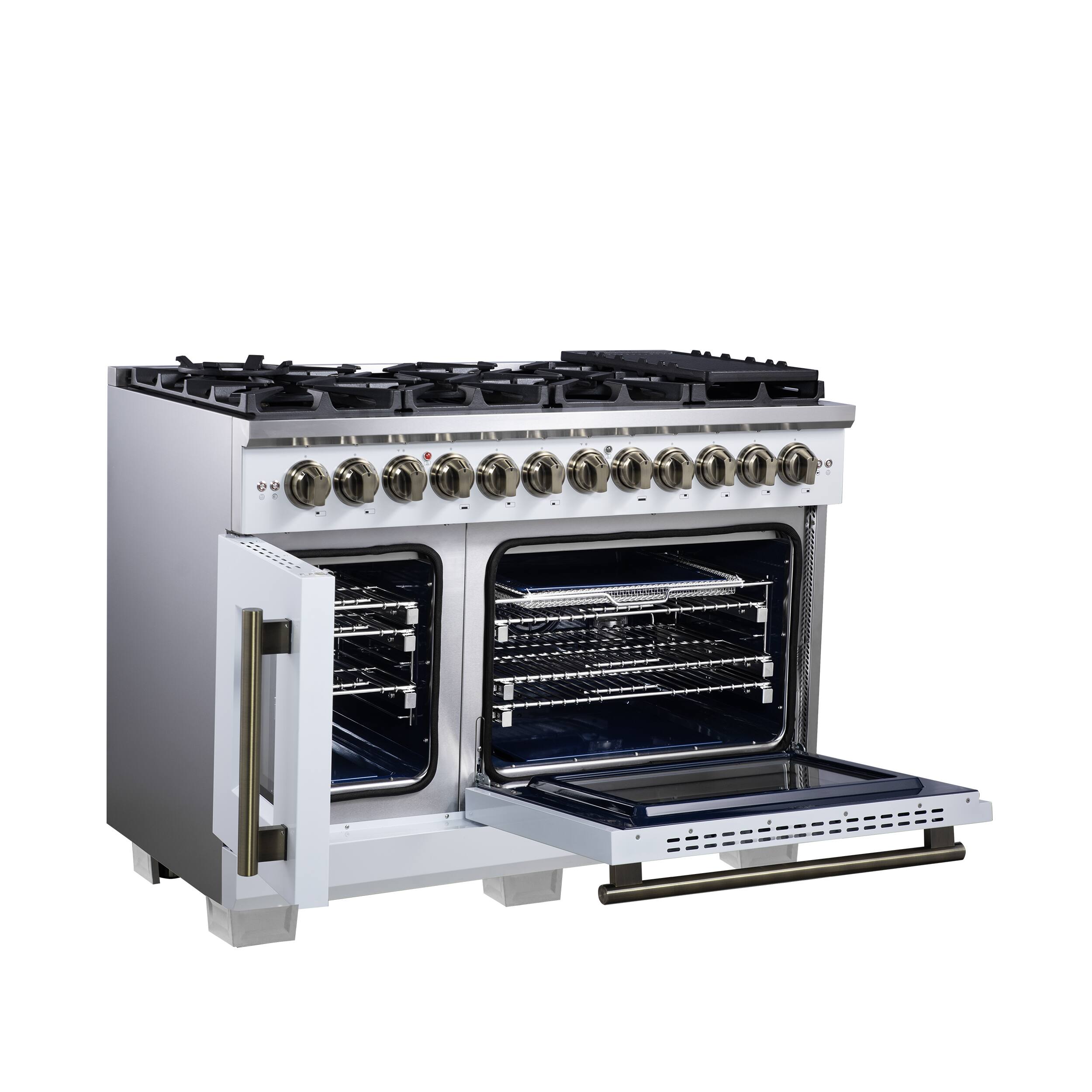 Alt View 3. Forno Appliances - Capriasca 6.58 Cu. Ft. Freestanding Dual Fuel True Convection Range with French Doors - White.