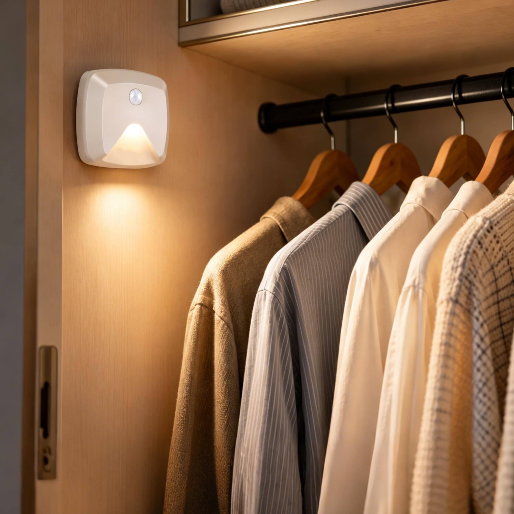 Alt View 1. Dazzed Corner - 6-Pack Motion Sensor LED Night Lights, Stick-On Battery Wall Lights - White.