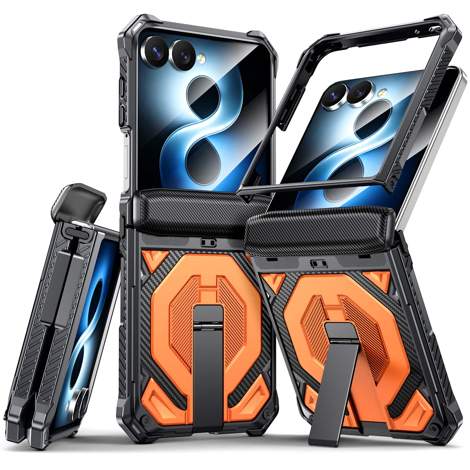 Dteck - Heavy Duty Rugged Magnetic Case For Samsung Galaxy Z Flip 7, Foldable Kickstand Shockproof Hinge Protection Cover - Orange price history on PriceWatchPro