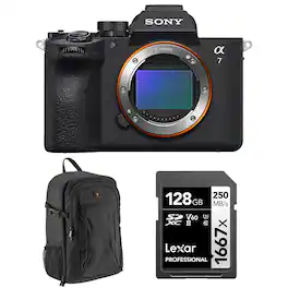 Bundle - Sony - Alpha a7 V Mirrorless Camera, Black, with 128GB UHS-II SDXC Memory Card and Camera Backpack