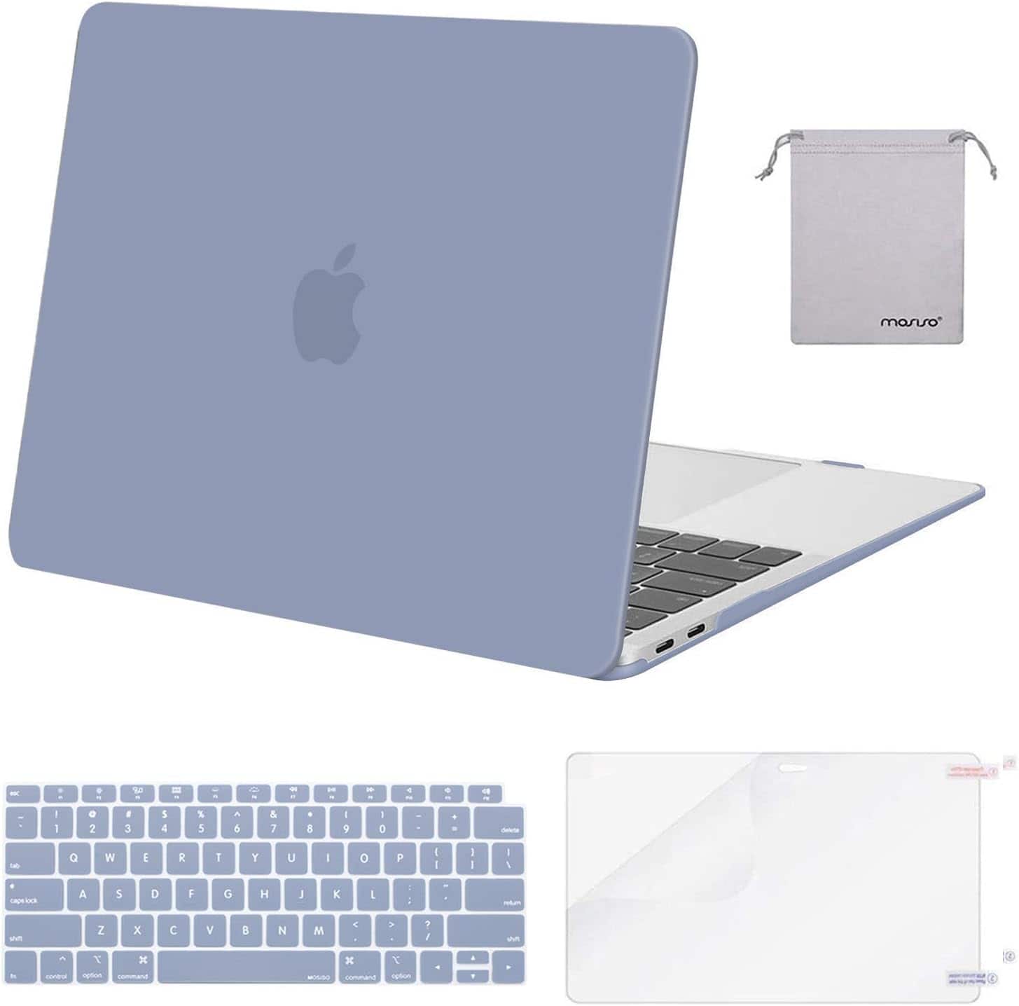 mosiso - 4IN1 Case Kit for MacBook Air 13 inch M1 A2337 A2179 A1932 2021-2018, Hard Shell&Keyboard Cover&Screen Protector&Pouch - Lavender Gray