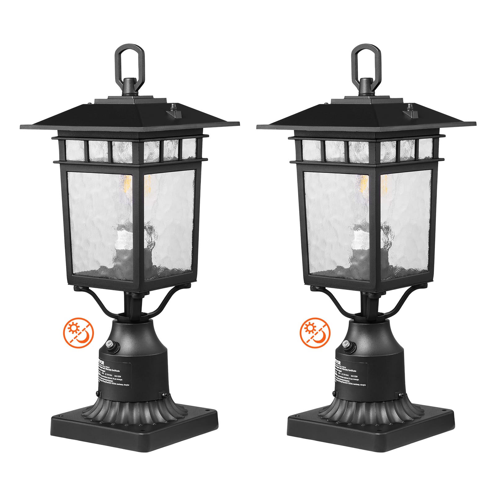 VEVOR - 2 Pack Dusk to Dawn Outdoor Post Light, 15.75 in, Waterproof Lamp Post Light Fixtures - Black