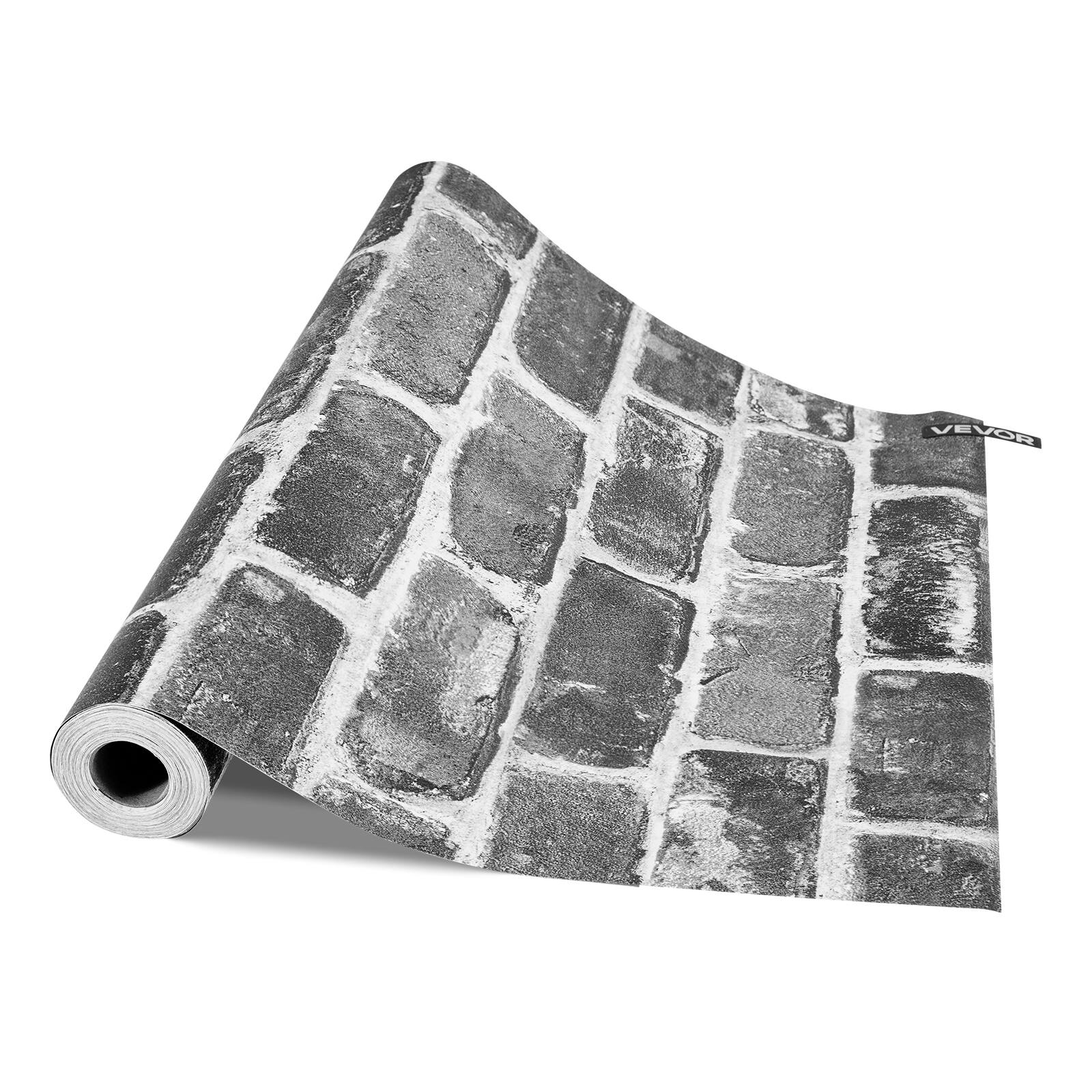 Alt View 5. VEVOR - Peel and Stick Wallpaper,17.7x393.7inch Contact Paper Gray Brick Waterpoof Self Adhesive,Peel Wall Decorative Vinyl Roll - Gray.