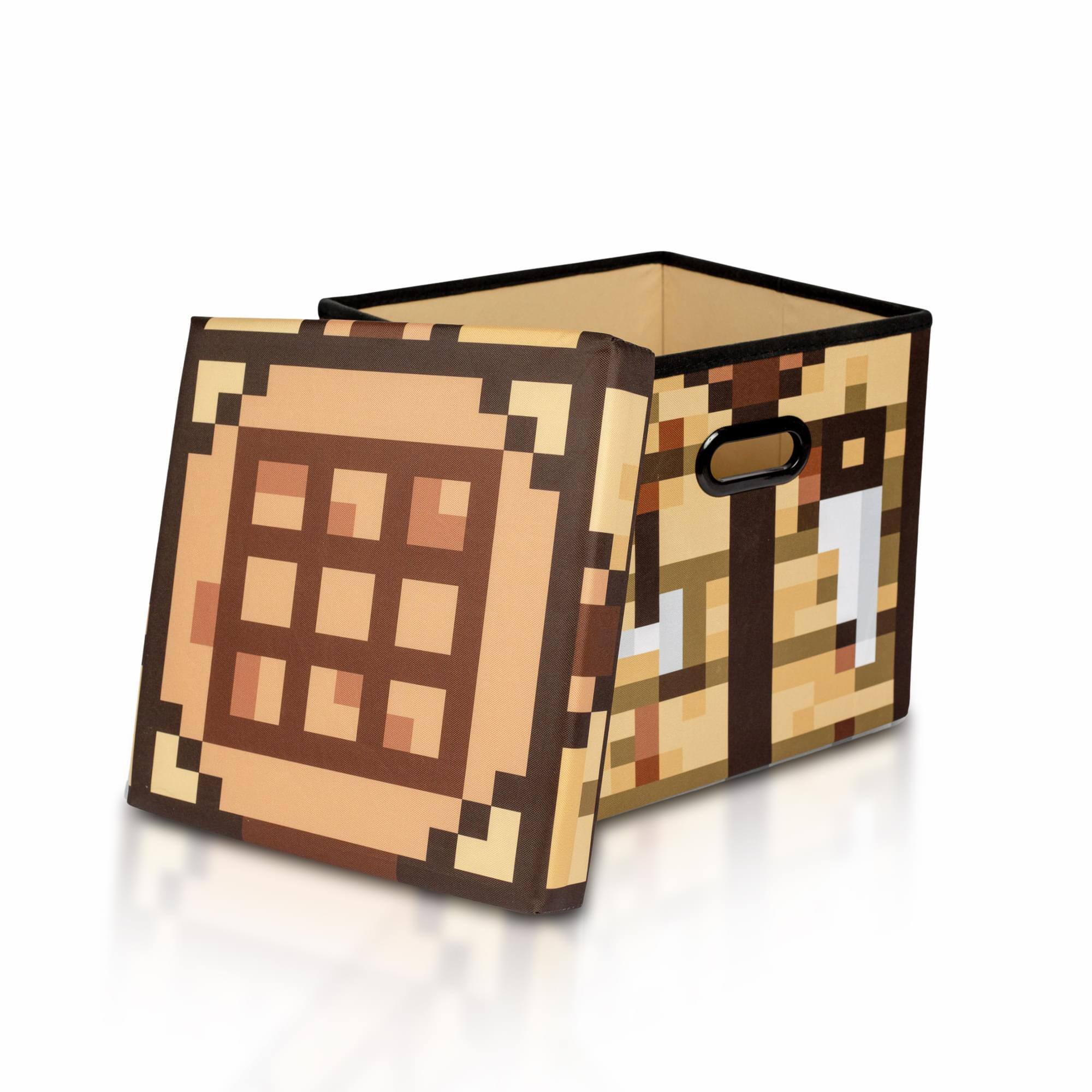Alt View 1. Ukonic - Minecraft Crafting Table Storage Bin Cube Organizer with Lid | 15 Inches - Brown.