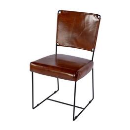 Butler Specialty - Nevin 19 in. Seat Height Leather and Iron Dining Side Chair - Brown
