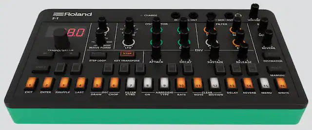 Roland S-1 8.0 E
1 32 S* 4 Z IE CHARGE OSC TOR IN- C-OUT MIX-OUT FILTER RT VOLUME DE ~ KND TEMPO/VALUE NOISE WAVE FORM PATTERN LFO STEP N ENV REVERB D-MOTION SHIFT OCT- C+ STEP LOOP KEY TRANSPOSE PWM PWM SUM DEPTH SBC OCT ATTACK DECAY ENV AMP TRO SUSTAIN POLY RELEASE PORIA PORTA ON TIME DESTINATION HOLD MANUAL 1 2 3 4 5 6 7 8 9 10 11 12 13 14 15 16 EXIT ENTER SHUFFLE LAST OSC DRAW CHOP FILTER KYBD ARPEGGIO ON TYPE RATE CLEAR DELAY REVERB MENU WRITE NOTE MOTION