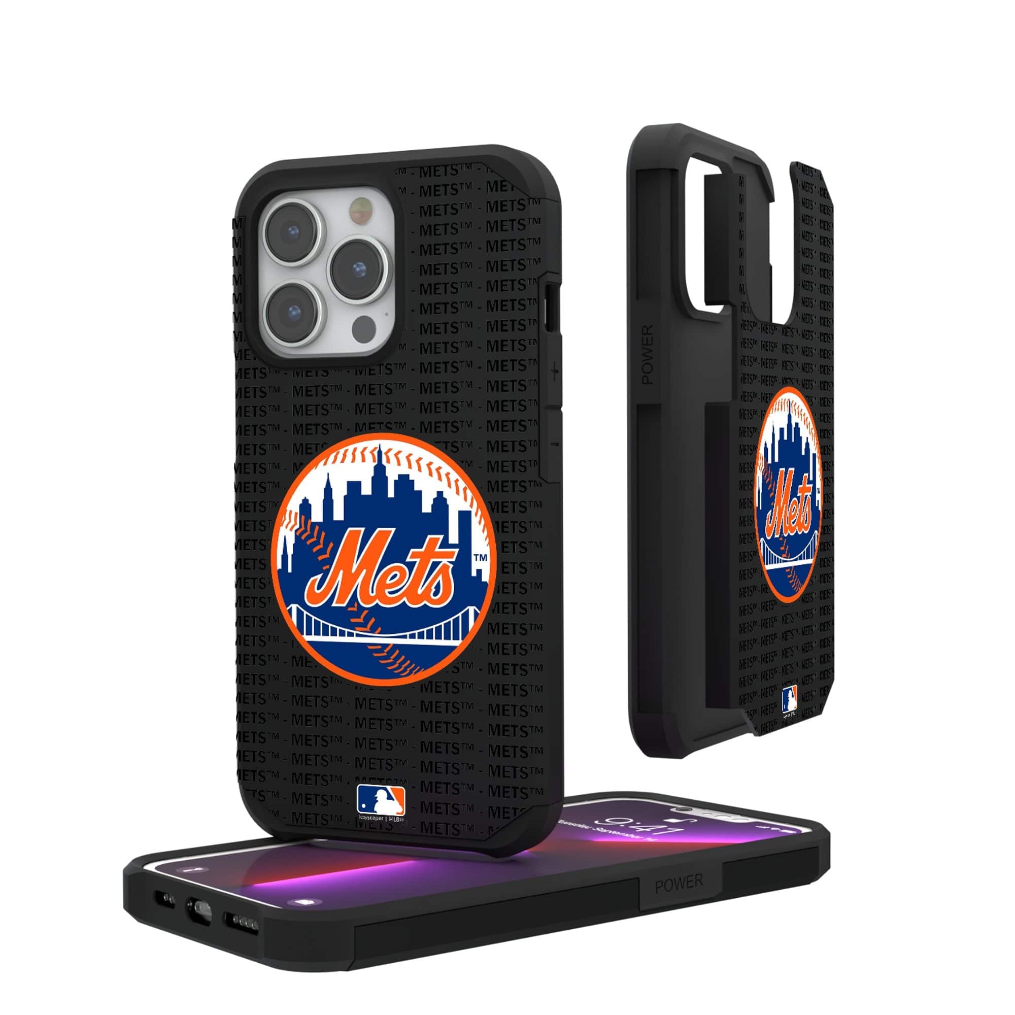 Keyscaper - MLB - New York Mets - iPhone Text Backdrop Rugged Case - 13 Pro - Multicolor