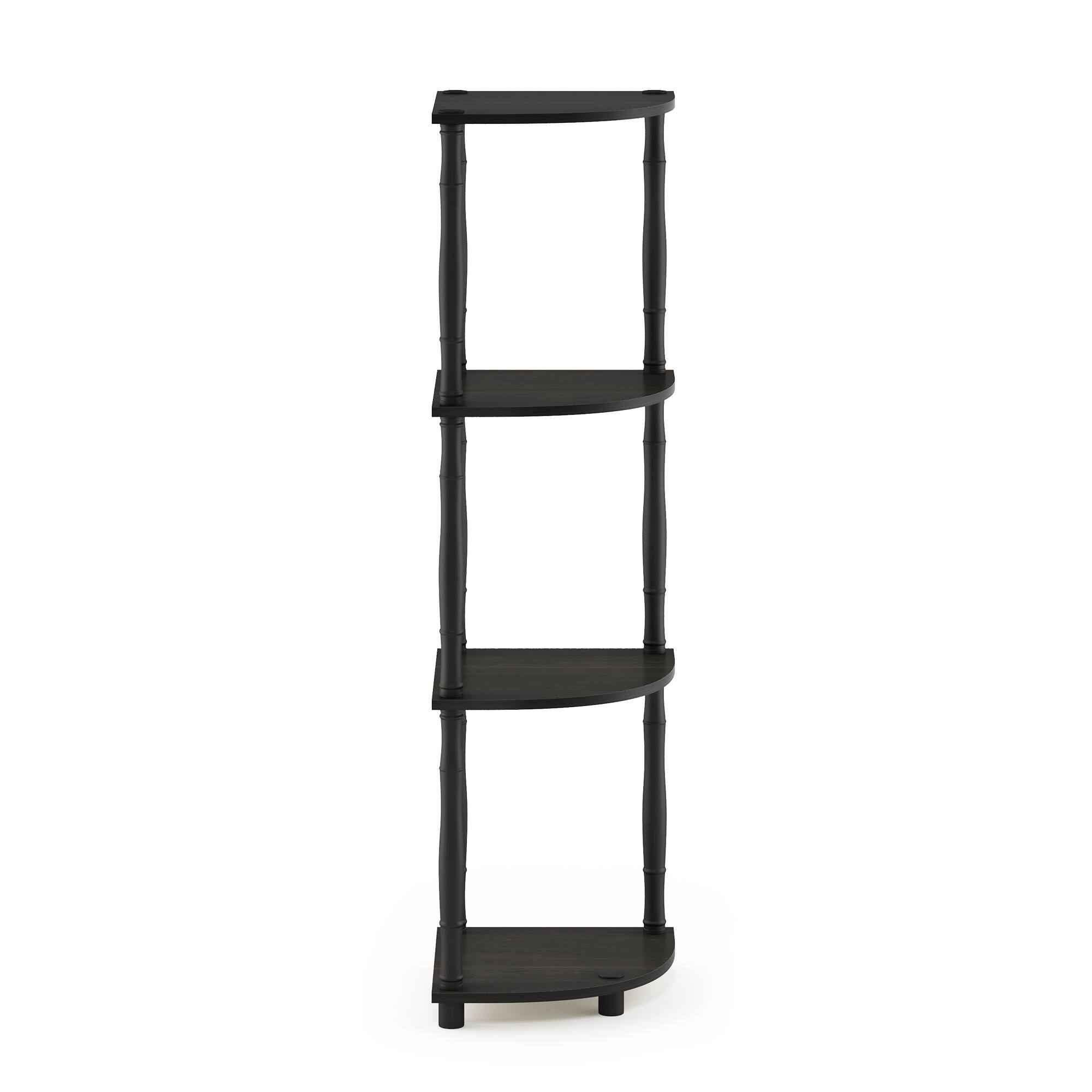 Alt View 2. Furinno - Turn-N-Tube 4-Tier Corner Display Rack Multipurpose Shelving Unit with Classic Tubes, Espresso/Black - Espresso/Black Classic Tube.