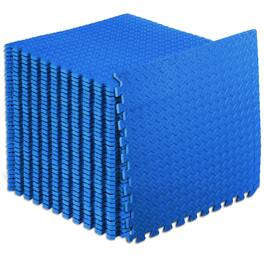 ProsourceFit - Diamond Plate Exercise Puzzle Mat 1/2-in, 144 Sq Ft - 36 Tiles - Blue