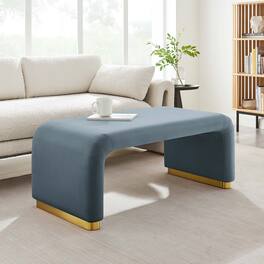 Koda Performance Velvet Waterfall Ottoman by Modway - Brass Cadet Blue