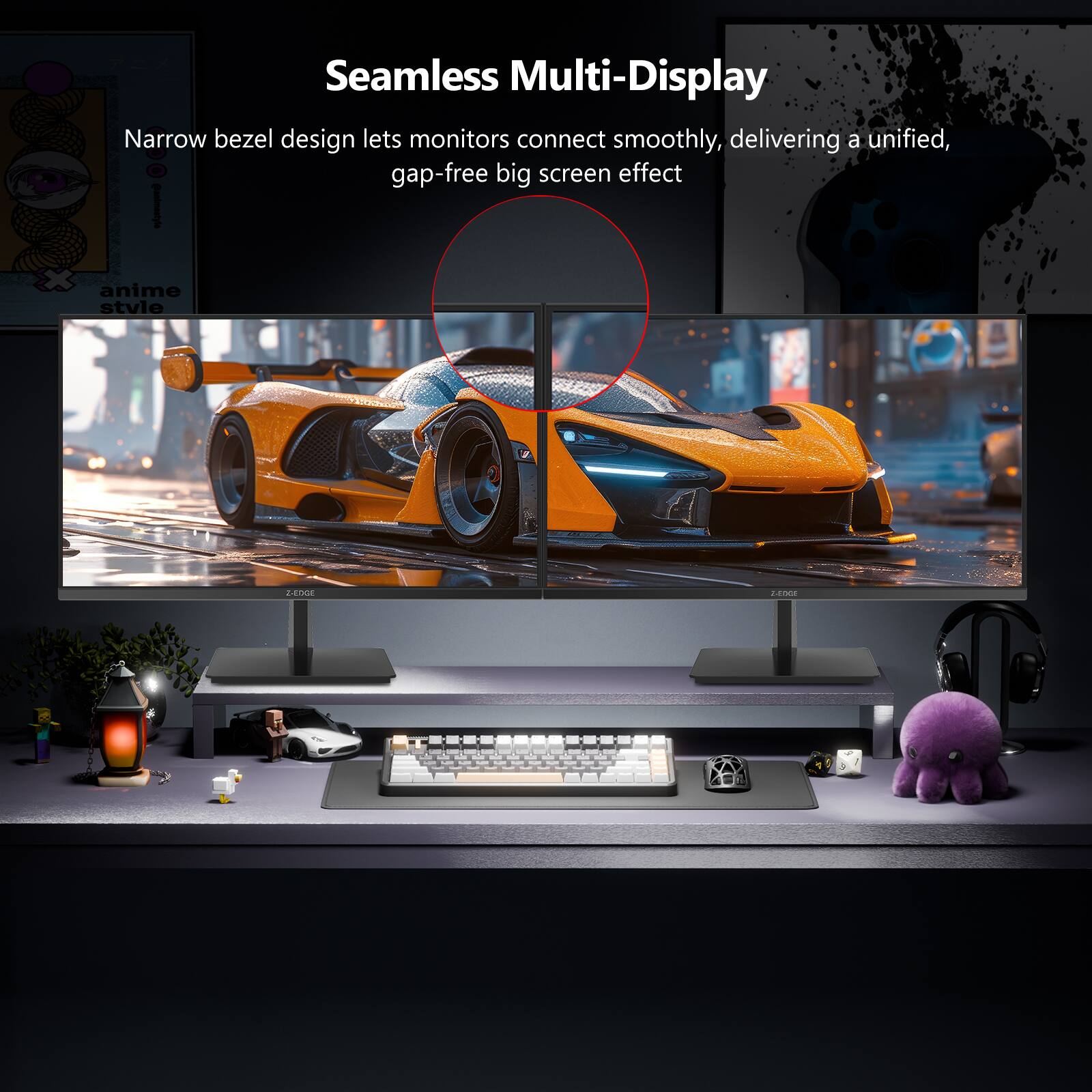 Seamless Multi-Display

Narrow bezel design lets monitors connect smoothly, delivering a unified, gap-free big screen effect
