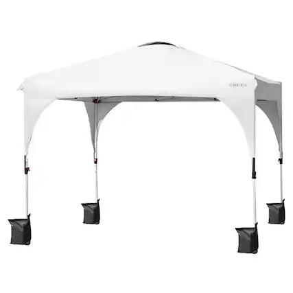 Front. Kadyn - 10 x 10 Feet Outdoor Pop-up Camping Canopy Tent with Roller Bag-White, Outdoor Gazebo Wedding Party Tent Canopy Tent.