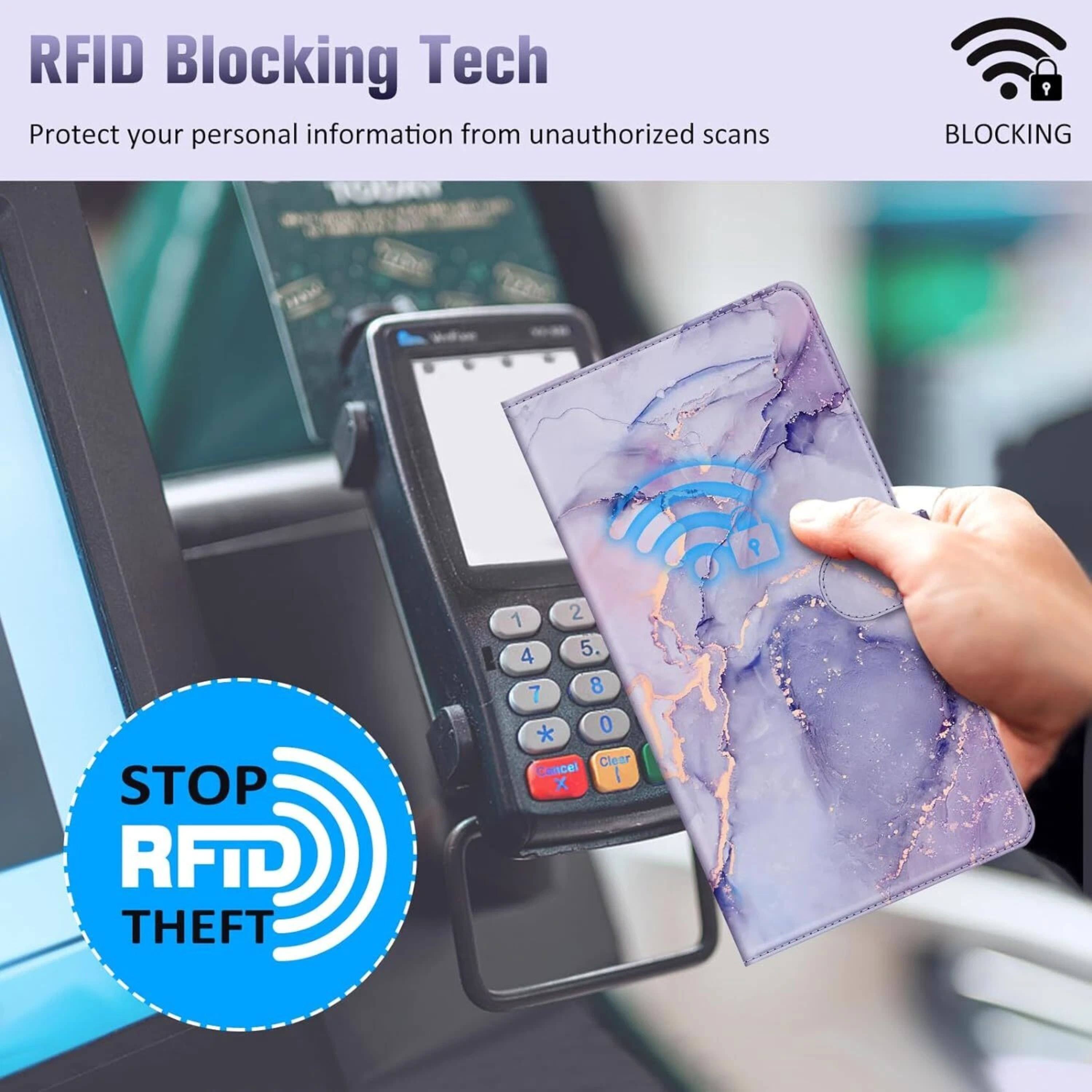 RFID Blocking Tech  
Protect your personal information from unauthorized scans  

STOP RFID THEFT