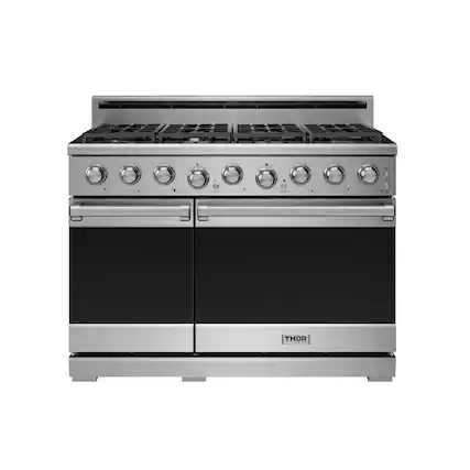 Front. Thor Kitchen - 7.6 Cu Ft. Freestanding Liquid Propane Double Oven Gas Range with Infrared Broiler - Stainless Steel.