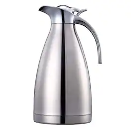 Dapper Styles - Stainless Steel Coffee Thermal Carafe/double Walled Vacuum Thermos Insulated / 12 Hour Heat Retention 2 Lit - Silver