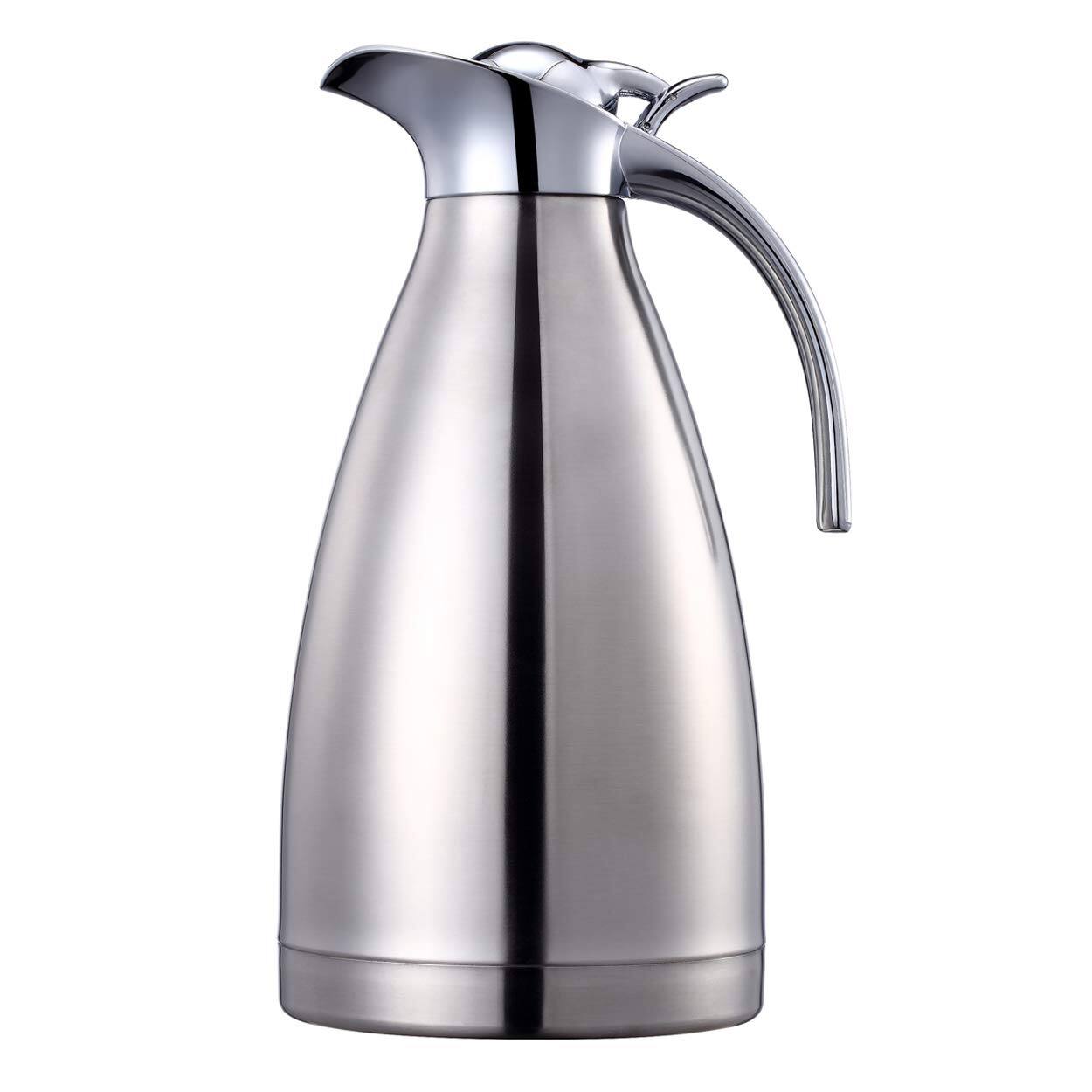 Front. Dapper Styles - Stainless Steel Coffee Thermal Carafe/double Walled Vacuum Thermos Insulated / 12 Hour Heat Retention 2 Lit... - Silver.