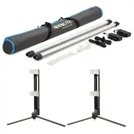 NANLITE - PavoTube II 30C 4' 55W RGBWW LED Tube 2-Light Kit with Foldable Floor Stand for Up to 4' PavoTubes and T12 Tube
