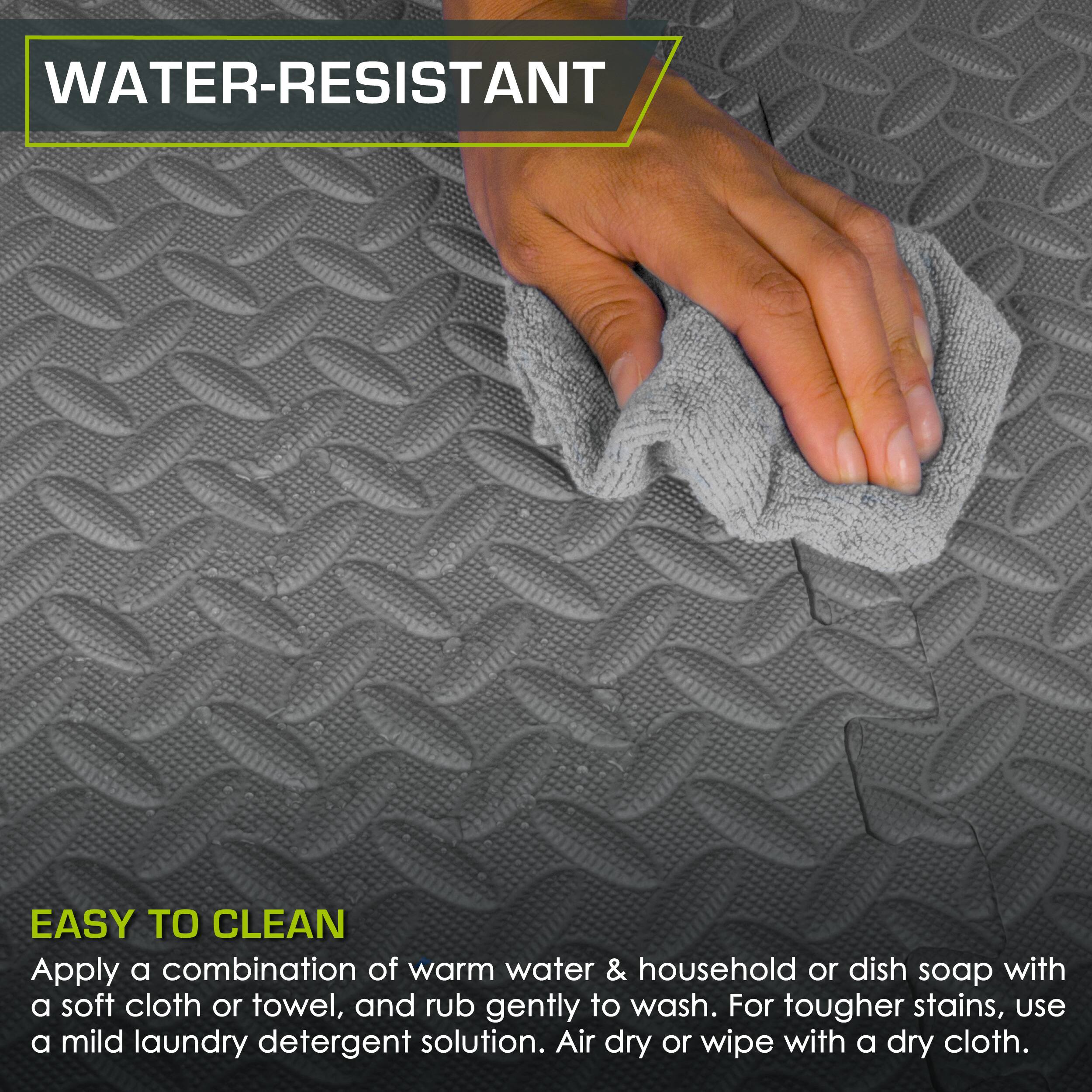 **WATER-RESISTANT**

**EASY TO CLEAN**

Apply a combination of warm water & household or dish soap with a soft cloth or towel, and rub gently to wash. For tougher stains, use a mild laundry detergent solution. Air dry or wipe with a dry cloth.