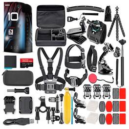 GoPro - HERO10 - Waterproof Action Camera + 64GB Card and 50 Piece Accessory Bundle - Black