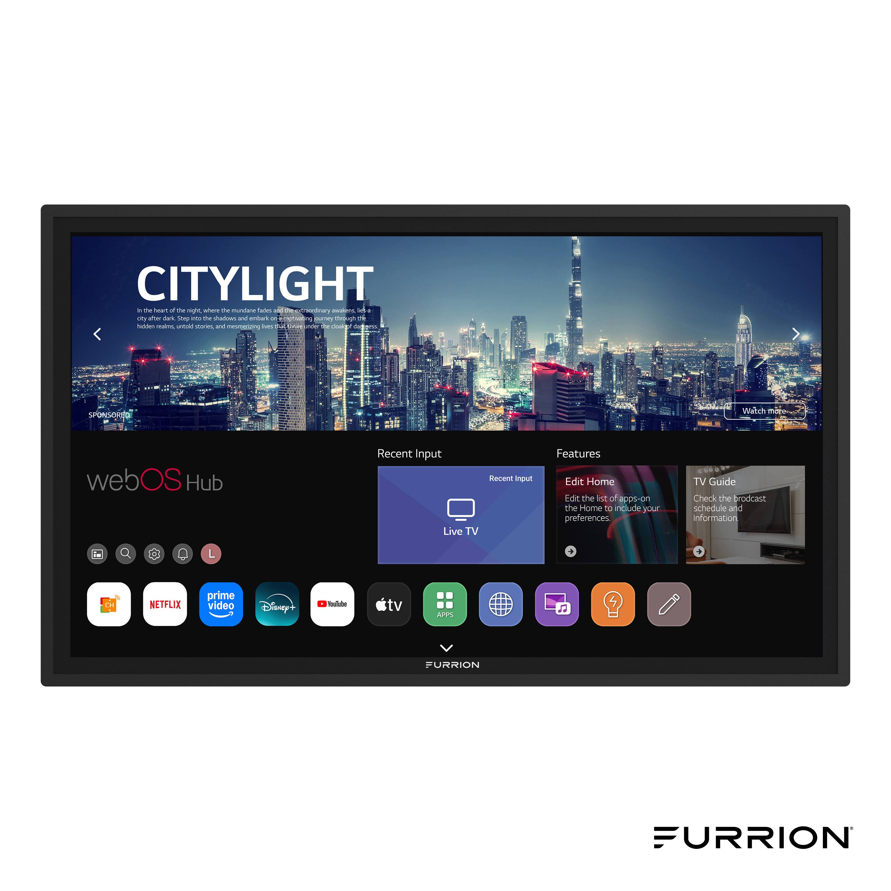 CITYLIGHT  
- a ghs whes - - fars M - reennary sAens I Lty A - SAn es te nados an cntas -   n - Sde - -a staries - mmn -  ve - - m  
SPONSORED  
webOS Hub  
Recent Input  
Recent Input  
Live TV  
Features  
Edit Home  
Edit the list of apps-on the Home to include your preferences  
TV Guide  
Check the broadcast schedule and information  
NETFLIX  
prime video  
Disney+  
tv  
APPL  
FURRION