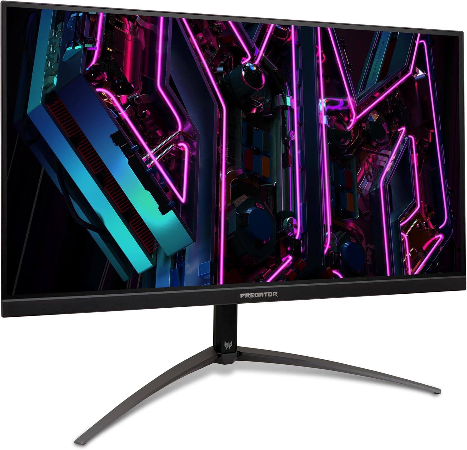 Left. Acer - Predator XB323QK V3 – 32" 4K UHD (3840x2160) Gaming Monitor, 144Hz, IPS, NVIDIA G-SYNC - Black.