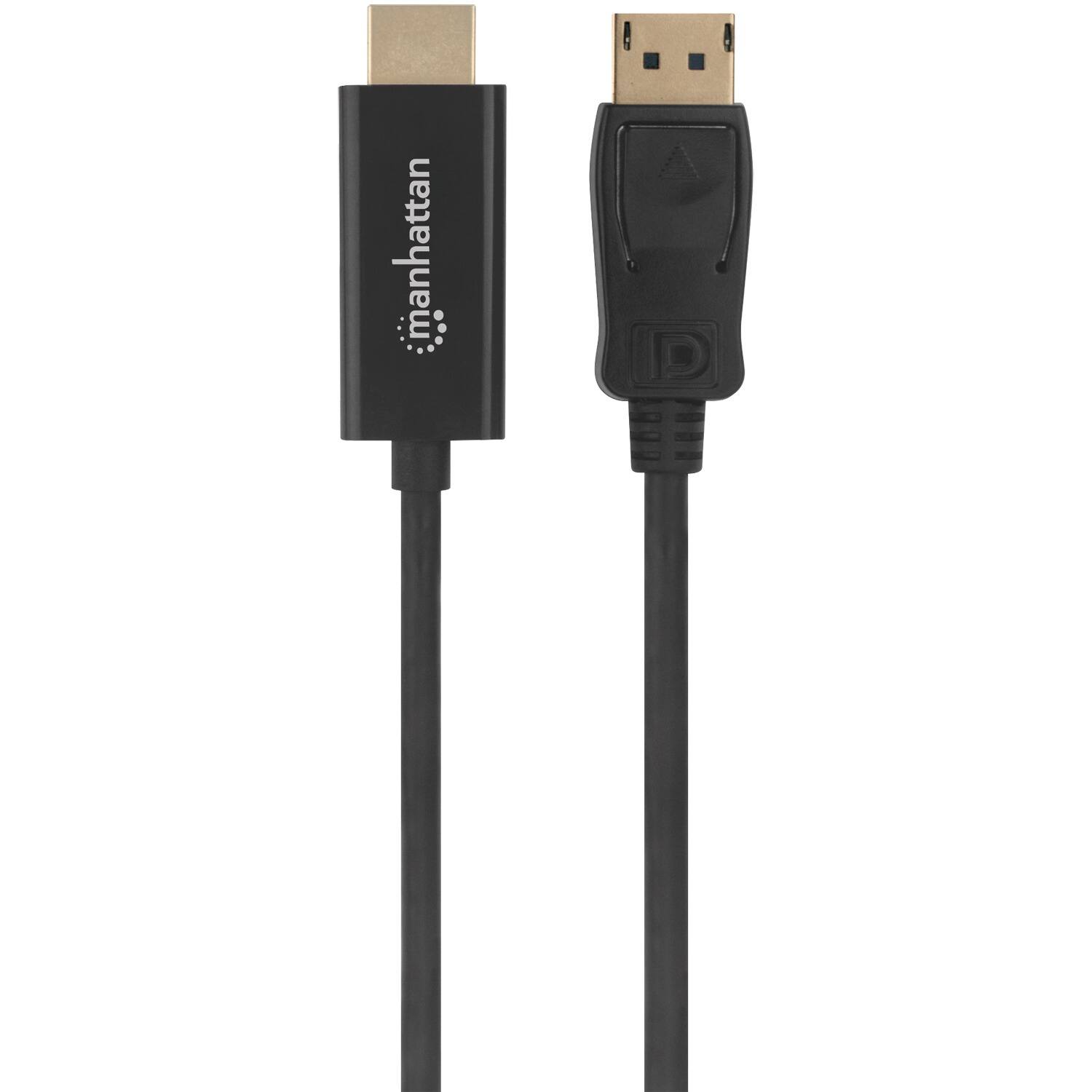 Angle. Manhattan - Manhattan 153201 4k @ 60 Hz Displayport To Hdmi Cable (6 Ft.) - Black.