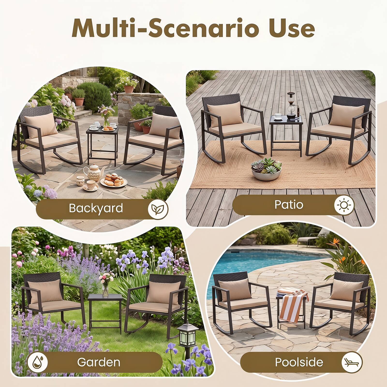 Multi-Scenario Use

Backyard

Patio

Garden

Poolside