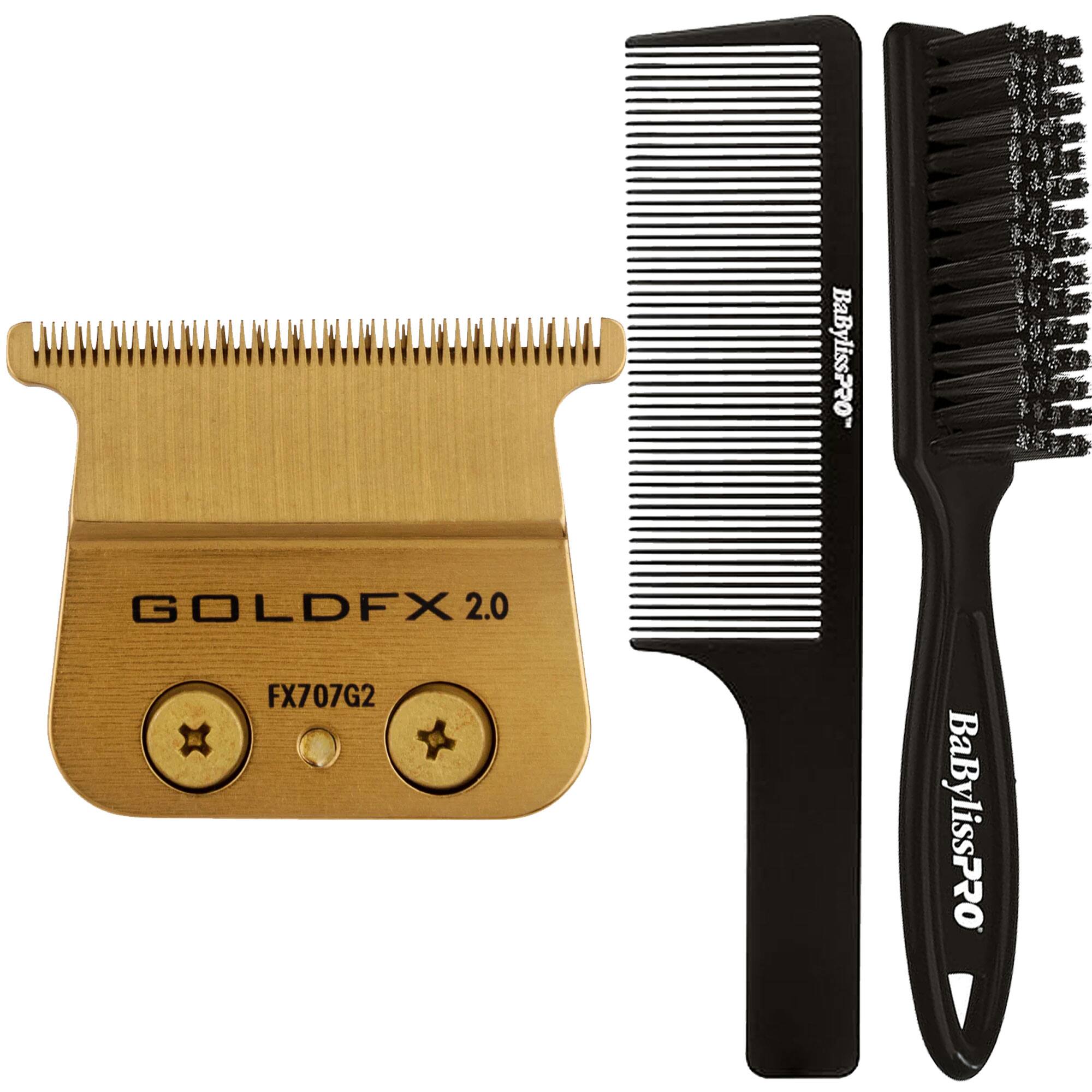 Front. Babyliss - Babyliss Pro Gold FX707G2 Replacement Deep Tooth T-Blade 2.0MM with Brush + Comb - Gold.