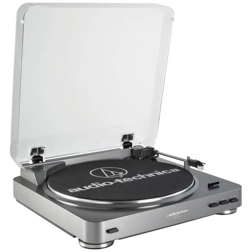 Front. Audio-Technica - LP-to-Digital Record/CD Turntable - Silver.