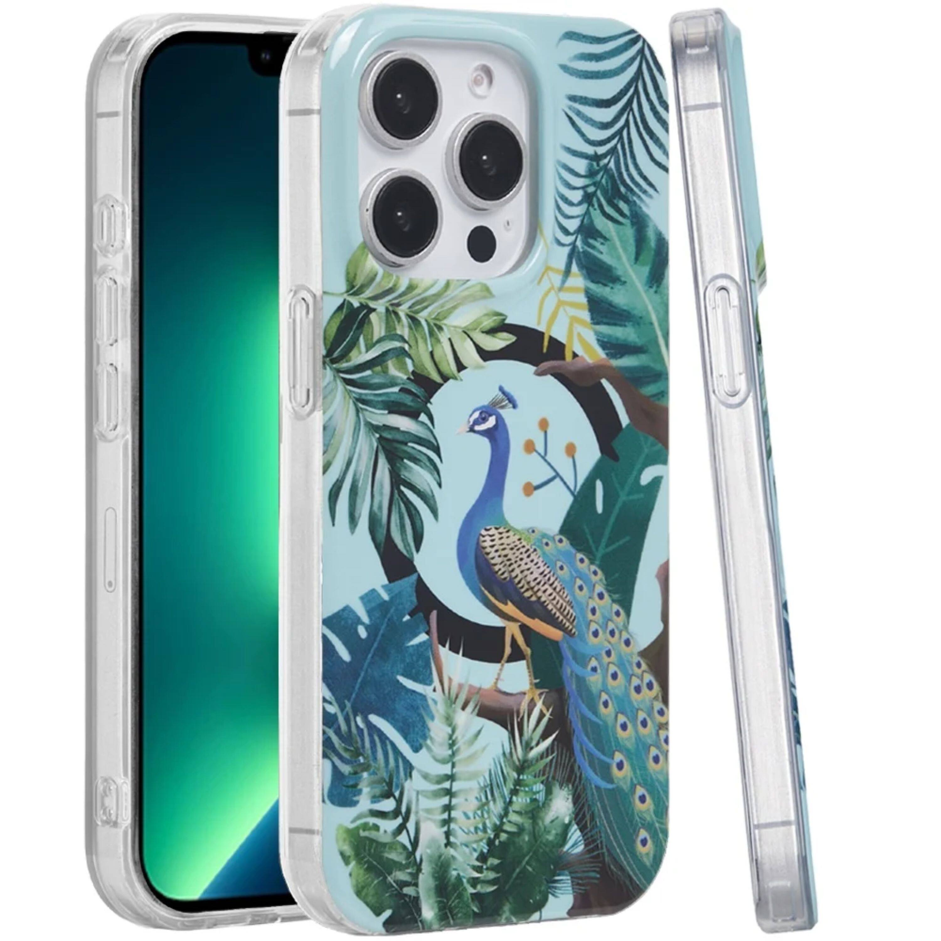Left. Kitcheniva - Durable Dual-Layer Phone Case For iPhone 13 Pro Max Peacock - Multicolor.