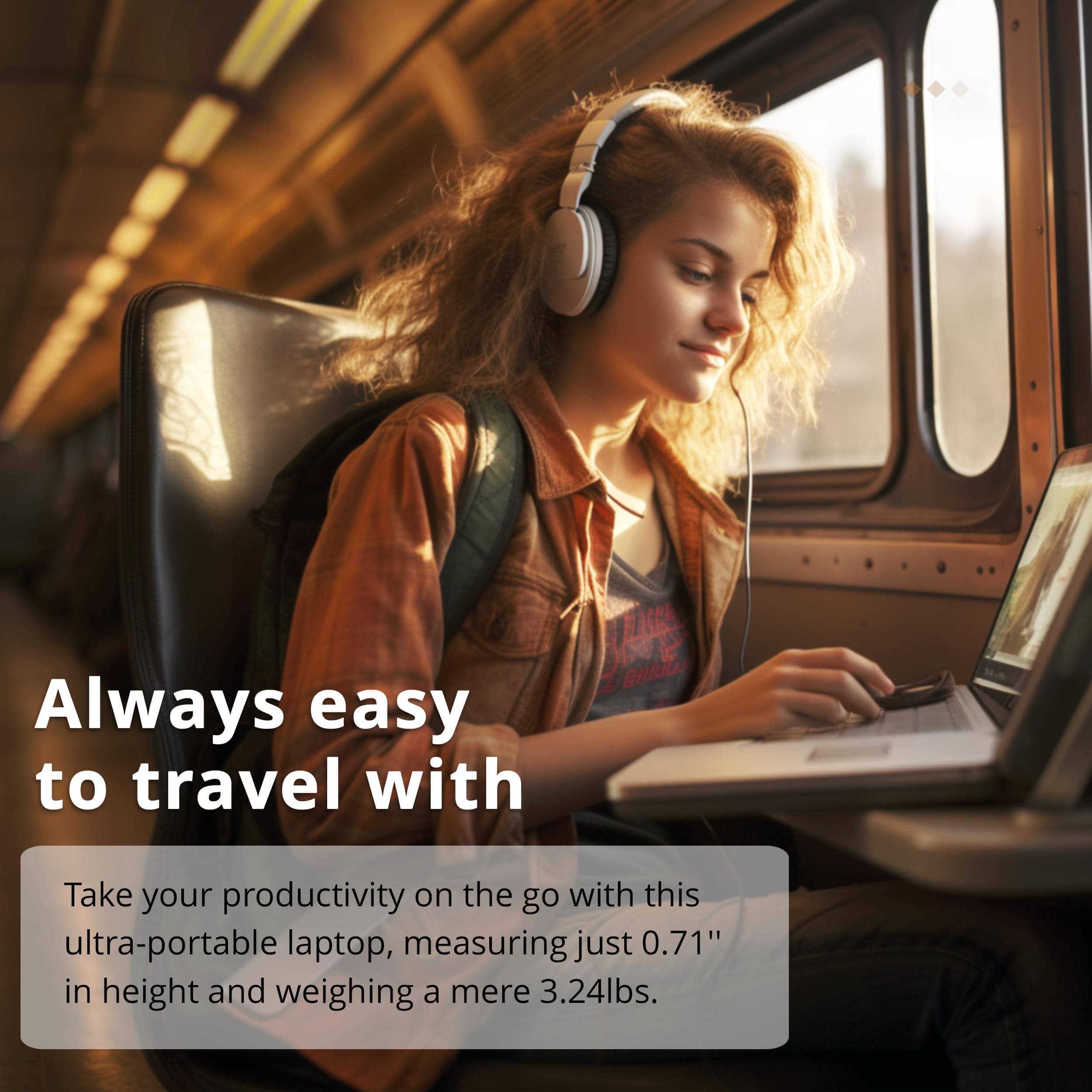 Always easy to travel with
Take your productivity on the go with this ultra-portable laptop, measuring just 0.71" in height and weighing a mere 3.24lbs.