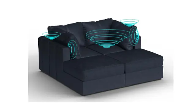 Lovesac - 4 Seats + 4 Sides Midnight Navy Corded Velvet & Standard Foam with 6 Speaker Immersive Sound + Charge System